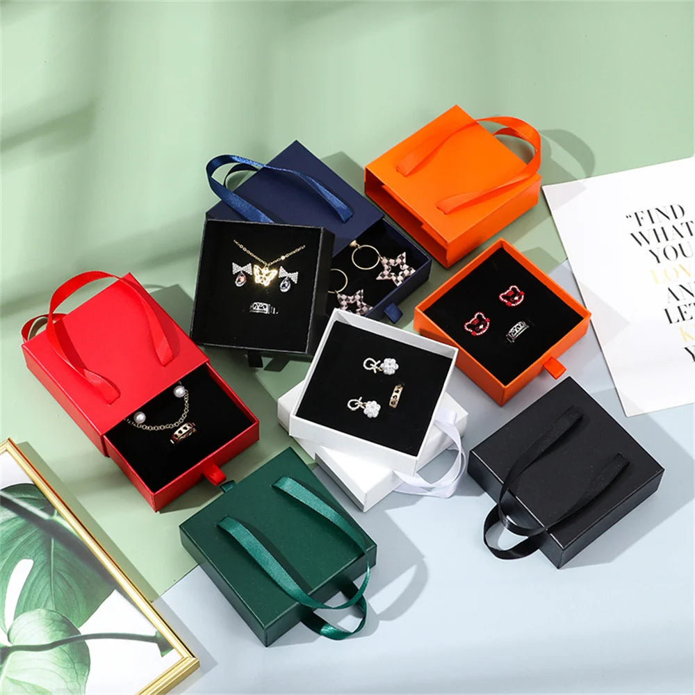 Velvet-Lined Drawer Jewelry Box – Gift Packaging Storage Case Jewelry Storage Box SWANS