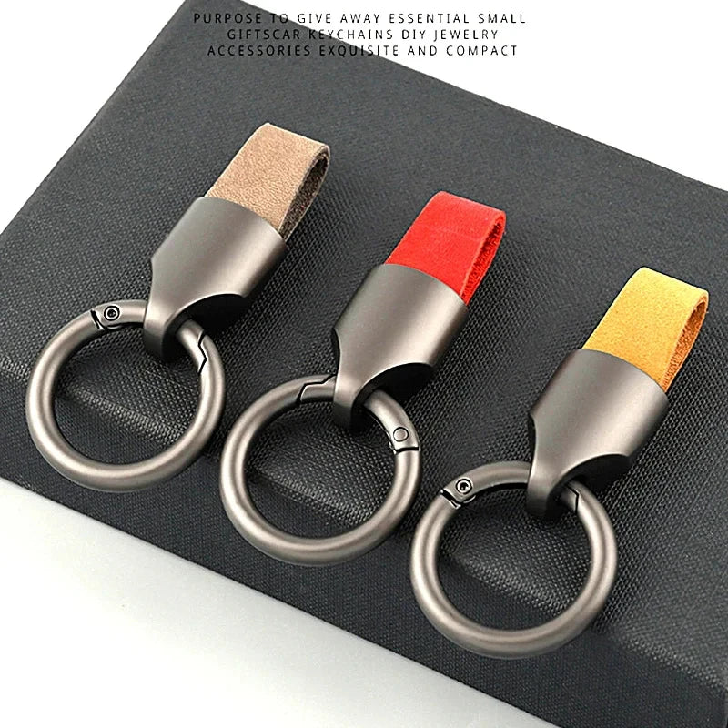 XMSJ Cowhide Leather Keychain Carabiner Belt Clip Key Ring Leather Keychain SWANS