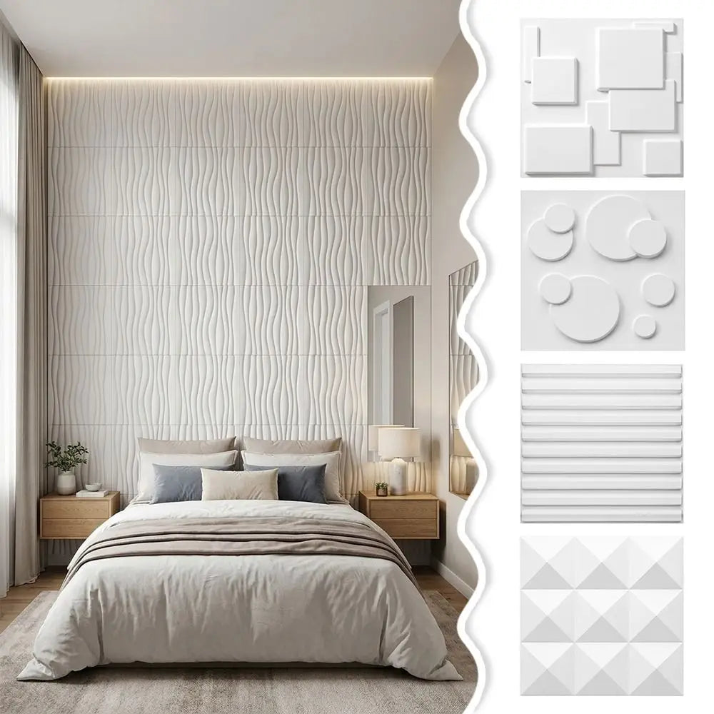 White 3D PVC Wall Panel 50x50cm – Embossed Photography Backdrop Photography Backdrop Panel SWANS