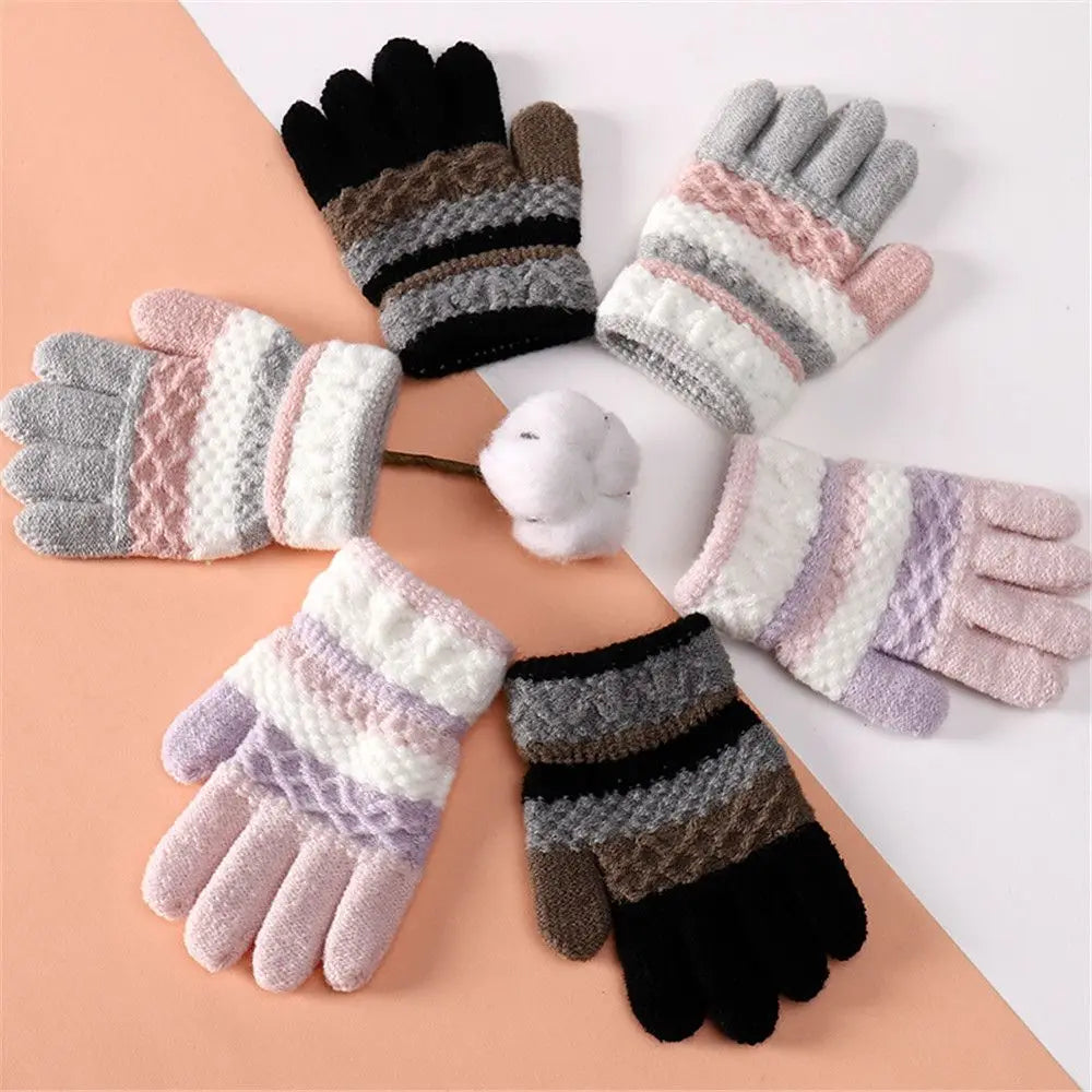 Kids Warm Knitted Full Finger Gloves & Mittens – Girls & Boys Kids Winter Gloves SWANS