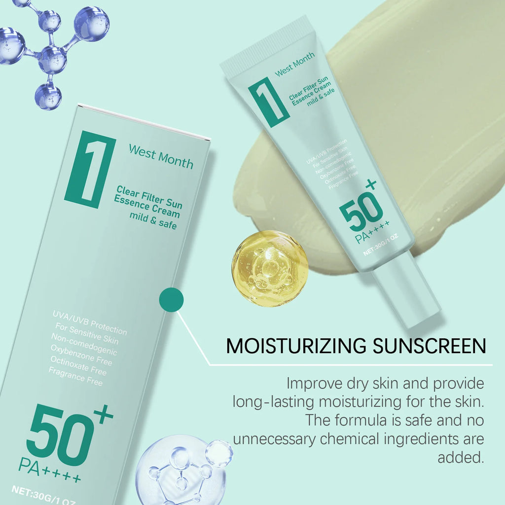 WEST MONTH SPF50 Sunscreen – Broad Spectrum UV Defense Cream Sunscreen Cream SWANS
