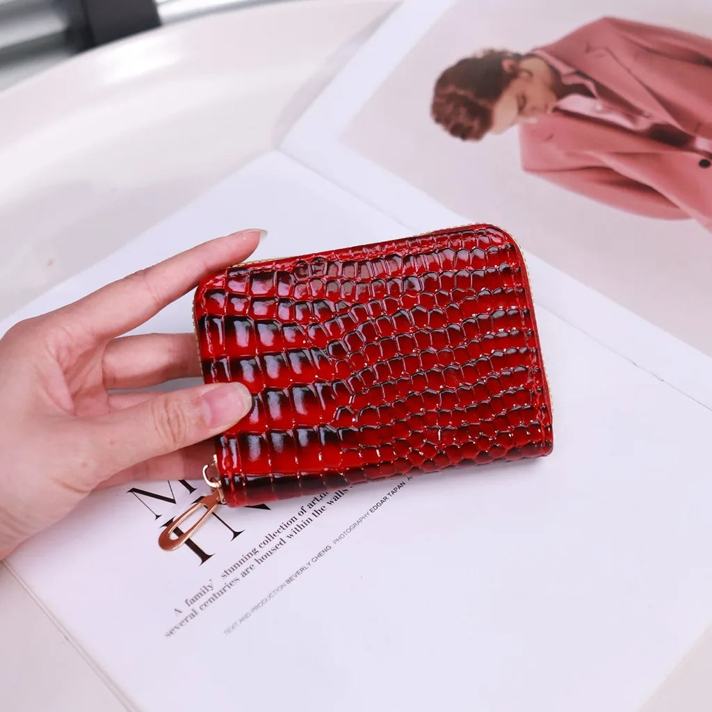 Zipper Accordion Coin Purse & Multi-Slot Card Holder – PU Accordion Coin Purse SWANS Wine Red