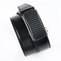 Men's Leather Ratchet Belt – Adjustable Auto Buckle Men's Leather Belt SWANS DP55 Black 115cm-Fit 32in-38in