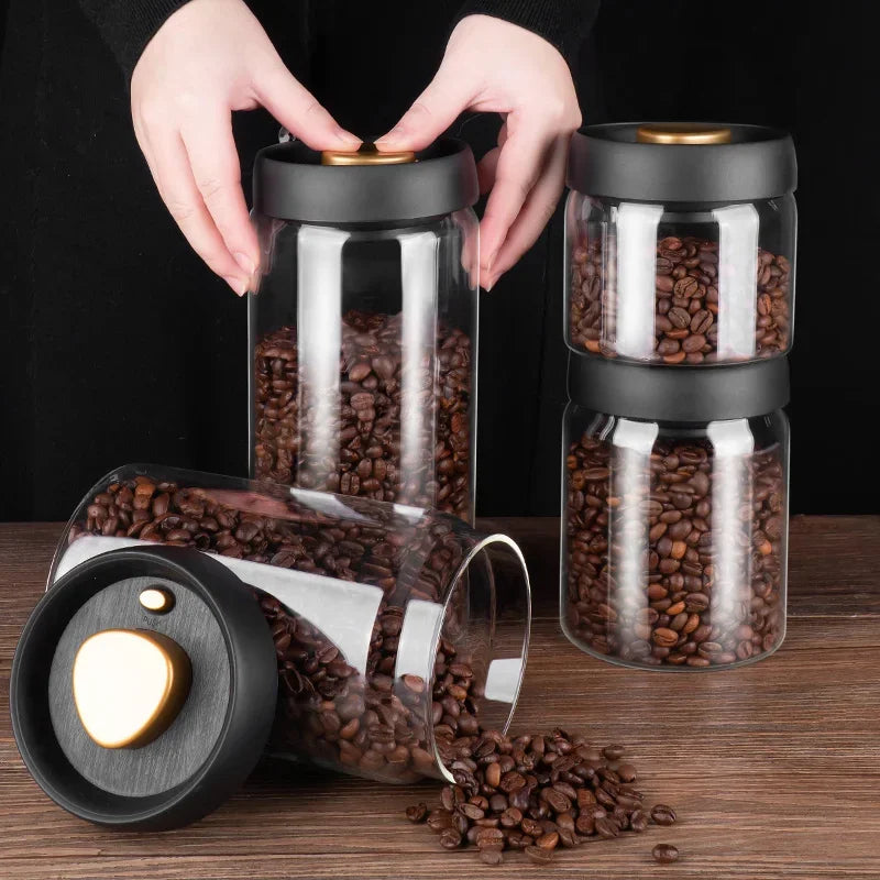 SWANS Vacuum Sealed Glass Coffee Bean Airtight Storage Jar Airtight Storage Jar SWANS