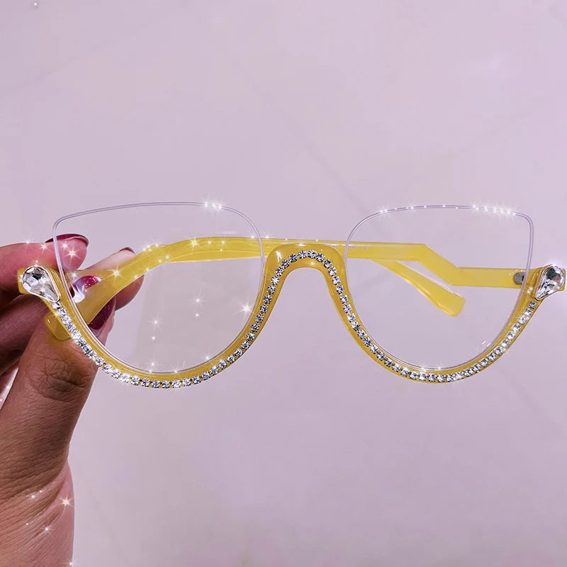 Women's Vintage Cat Eye Blue Light Blocking Glasses | Half Frame Blue Light Glasses SWANS C5