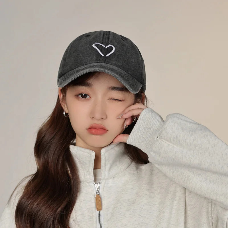 Love Embroidered Washed Denim Baseball Cap – Unisex Sun Hat Embroidered Baseball Cap SWANS