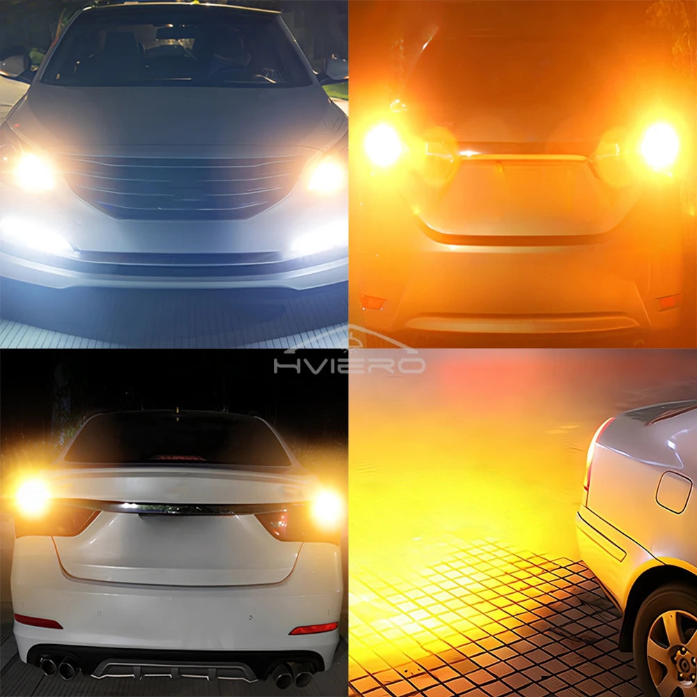 HVIERO T20 W21W LED Turn Signal Bulb Canbus 3030 35SMD 12V LED Car Bulb SWANS
