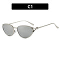 Y2K Vintage Metal Cat Eye Sunglasses – Unisex Steampunk Cat Eye Sunglasses SWANS Silver Silver As the picture