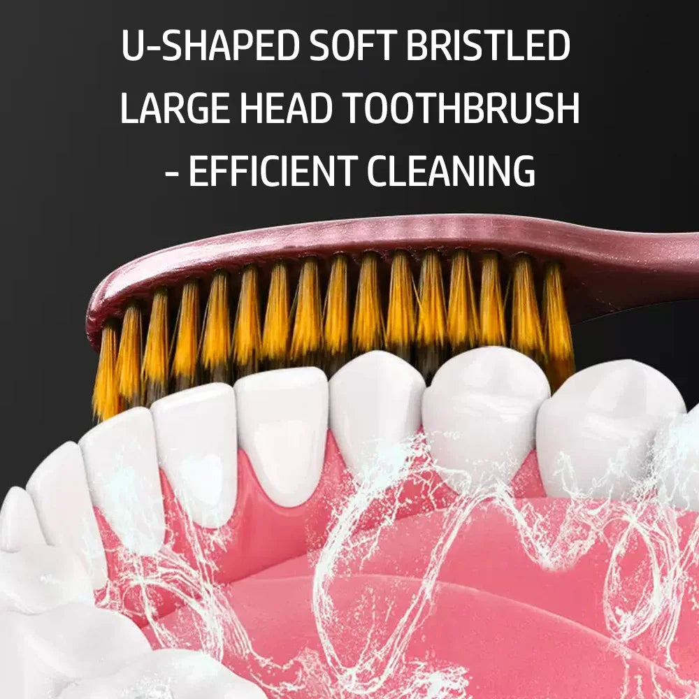 SWANS Large Head Soft Bristle Toothbrush U-Shaped 5-Pack Manual Toothbrush SWANS