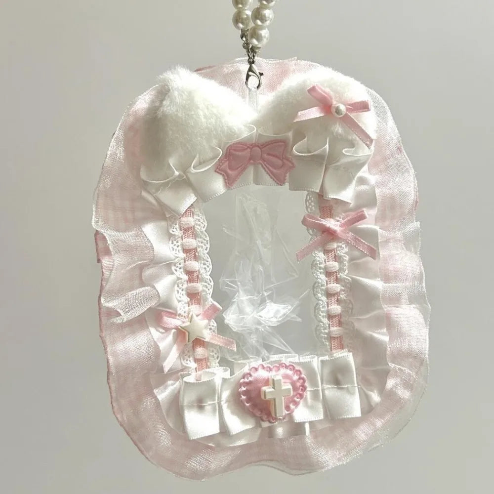 Sweet Plush Photocard Holder Lolita Ribbon Lace Anime Case Photocard Holder SWANS