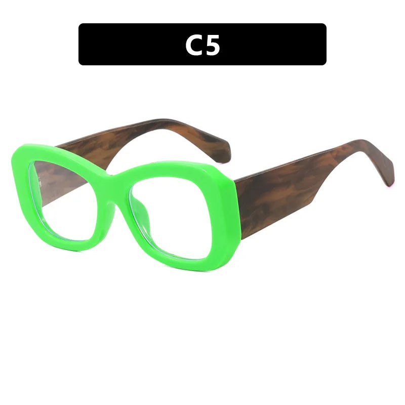 Y2K Big Frame Punk Sunglasses – UV400 Wide Leg Vintage Shades Fashion Sunglasses SWANS Green Clear As the picture