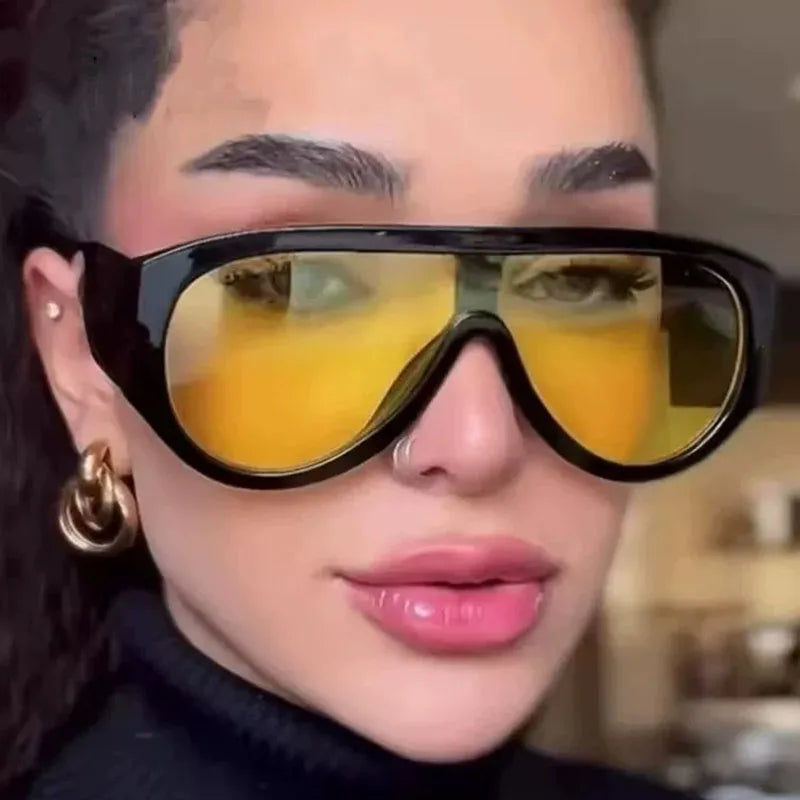 Y2K Oversized Pilot Sunglasses UV400 Big Frame – TOYEARN Fashion Sunglasses SWANS