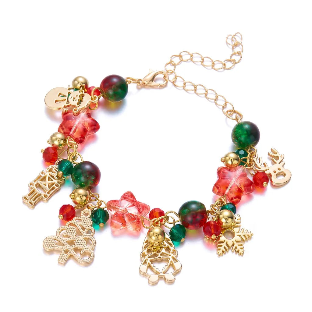 Christmas Charm Bracelet – Unisex Adjustable Beaded Holiday Charm Bracelet SWANS