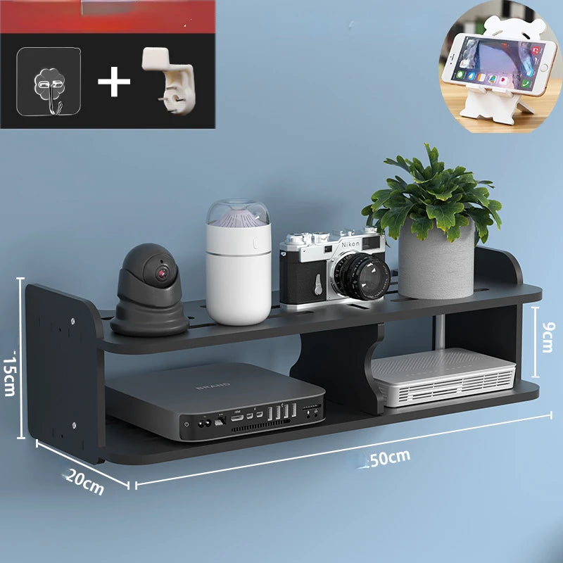 Wall-Mounted WiFi Router Shelf & Cable Box Organizer Wall Shelf Organizer SWANS