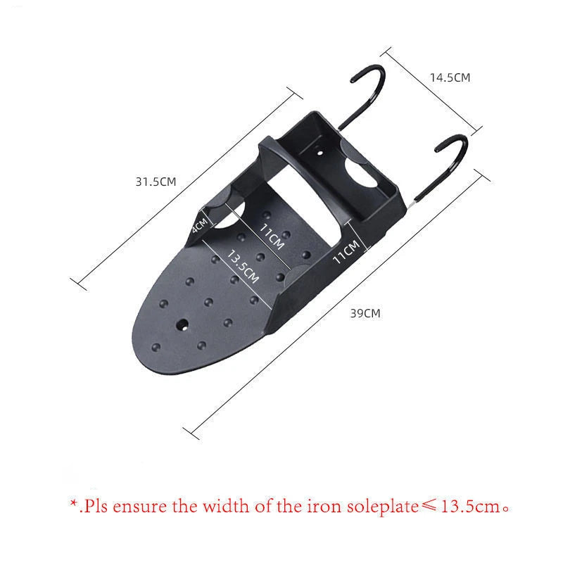 Wall Mount Iron & Ironing Board Holder Storage Rack Iron Storage Rack SWANS Black-39x31.5x14.5cm
