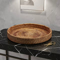 3-Pack Handwoven Wicker Storage Baskets – Decorative Tray Set Wicker Storage Baskets SWANS Default Title