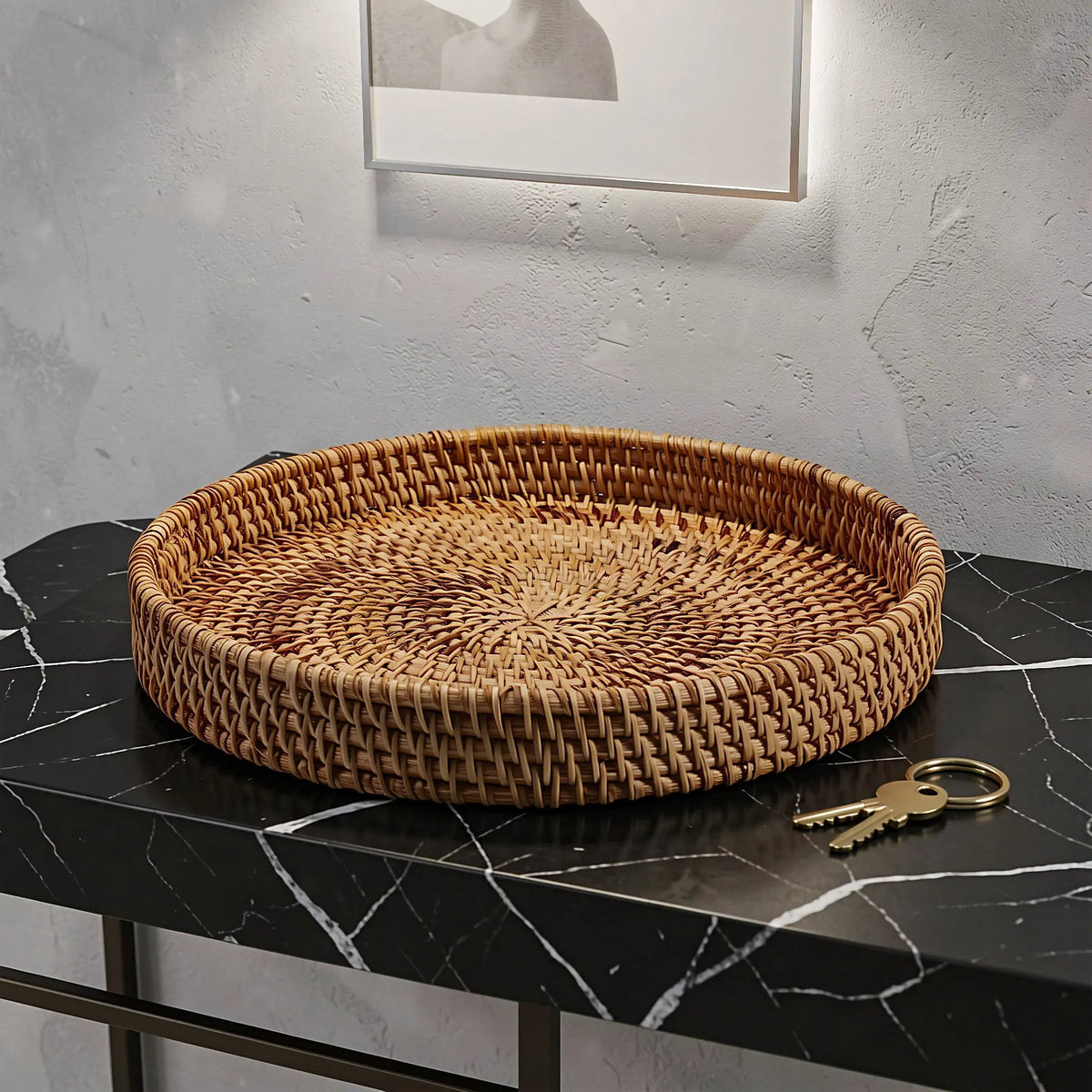 3-Pack Handwoven Wicker Storage Baskets – Decorative Tray Set Wicker Storage Baskets SWANS Default Title