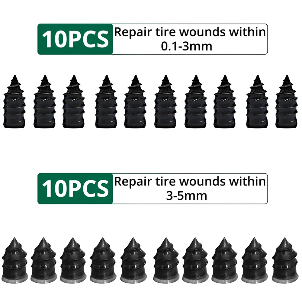 Vacuum Tire Repair Nail Kit 10/30pc – No-Glue Tubeless Fix Tire Repair Kit SWANS 10 Small 10 Large