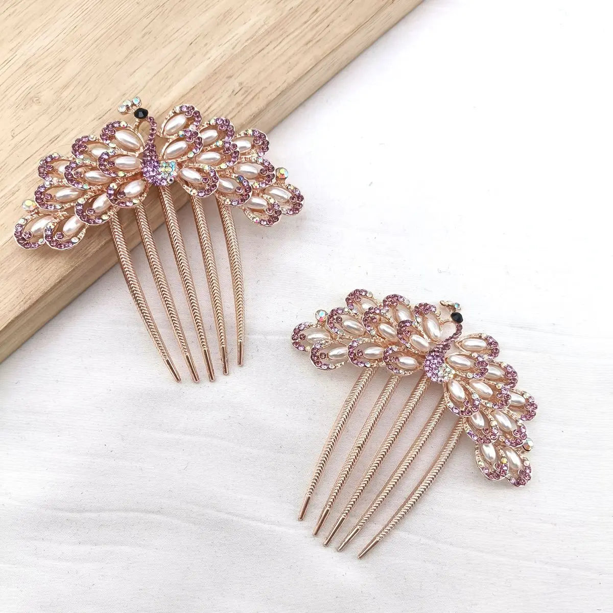 Women Crystal Phoenix Hair Comb – Rhinestone Alloy Clip Decorative Hair Comb SWANS 2 PCS ZP