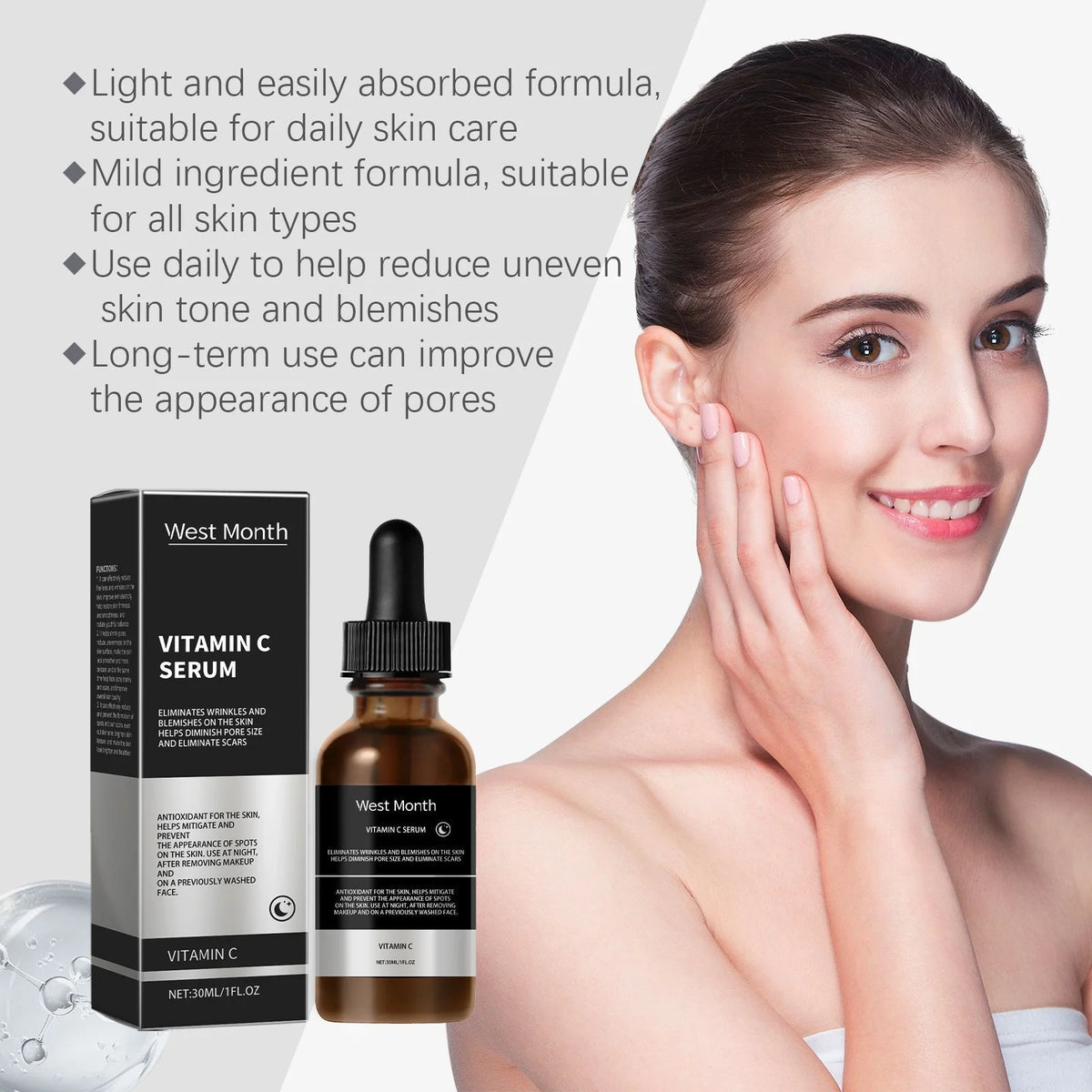 West&Mont Anti-Aging Face Serum – Hyaluronic Acid & Vitamin C Anti-Aging Face Serum SWANS