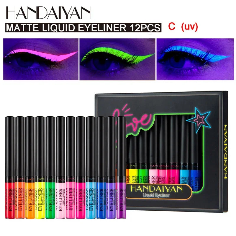 HANDAIYAN 12-Pc Waterproof Color Liquid Eyeliner Set – Matte Liquid Eyeliner Set SWANS