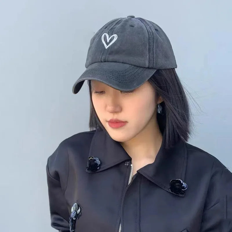 Love Embroidered Washed Denim Baseball Cap – Unisex Sun Hat Embroidered Baseball Cap SWANS