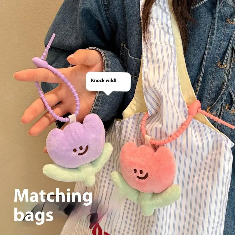 Tulip Plush Keyring – Cute Floral Bag Charm Keychain Gift Plush Keychain Charm SWANS