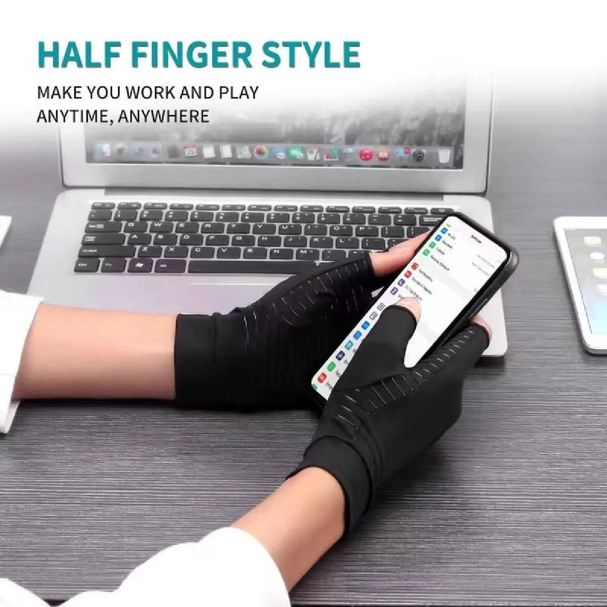 SWANS Copper Infused Compression Fingerless Gloves – Unisex Compression Fingerless Gloves SWANS