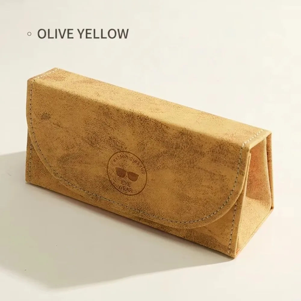 Triangular PU Leather Glasses Case – Magnetic Closure Eyewear Box Eyeglass Case SWANS