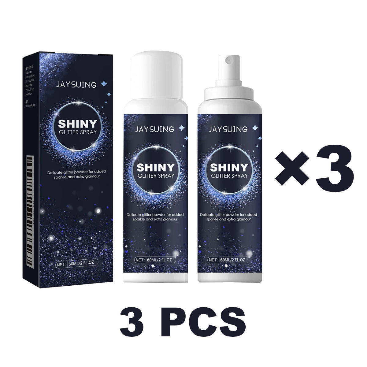 Holographic Glitter Spray for Face, Body & Hair – 60ml Body Glitter Spray SWANS 3 pcs