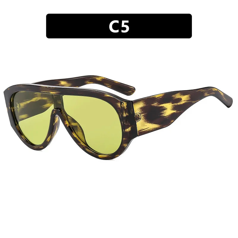 Y2K Oversized Pilot Sunglasses UV400 Big Frame – TOYEARN Fashion Sunglasses SWANS Leopard Green