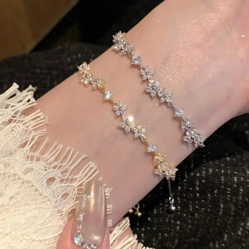 Zircon Cherry Blossom Adjustable Bracelet | Women's Gift Fashion Bracelet SWANS