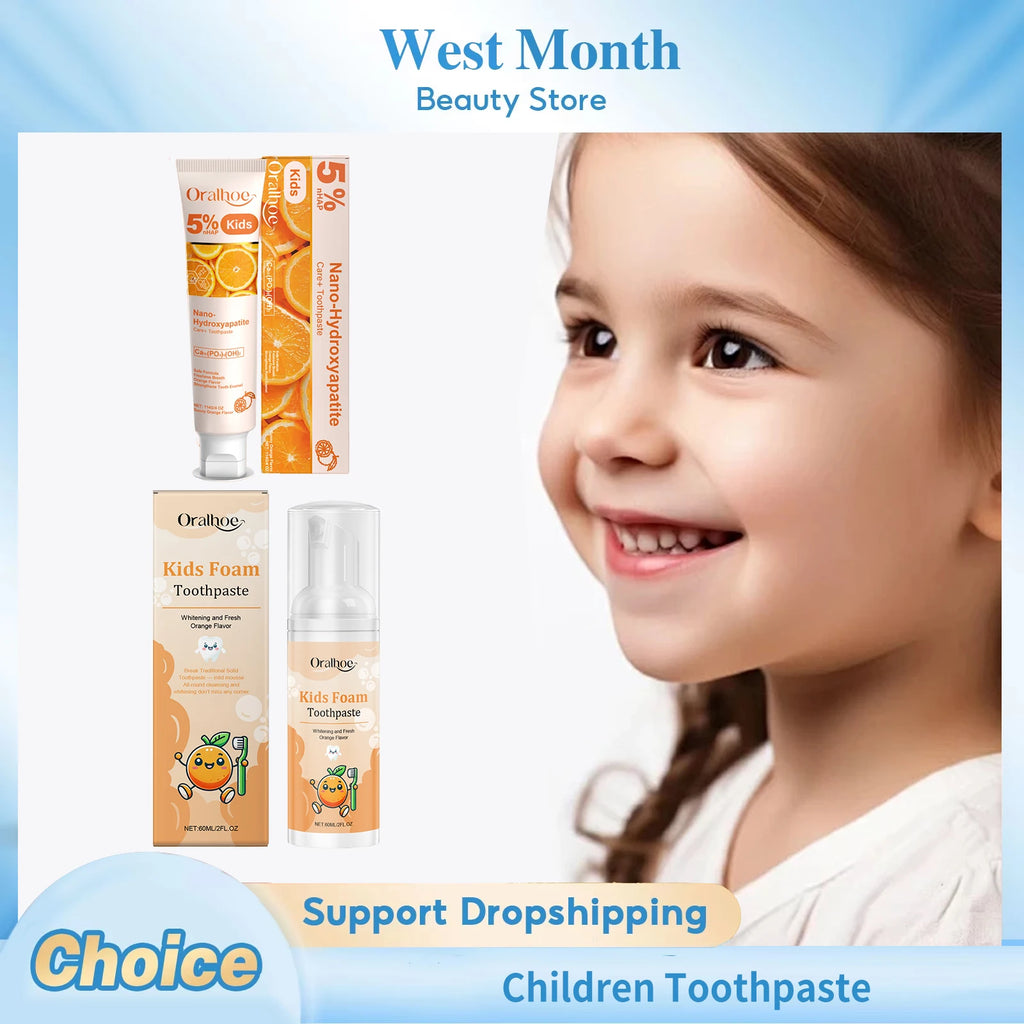 Oralhoe Kids Foam Toothpaste Sweet Orange Flavor 114g Kids Foam Toothpaste SWANS