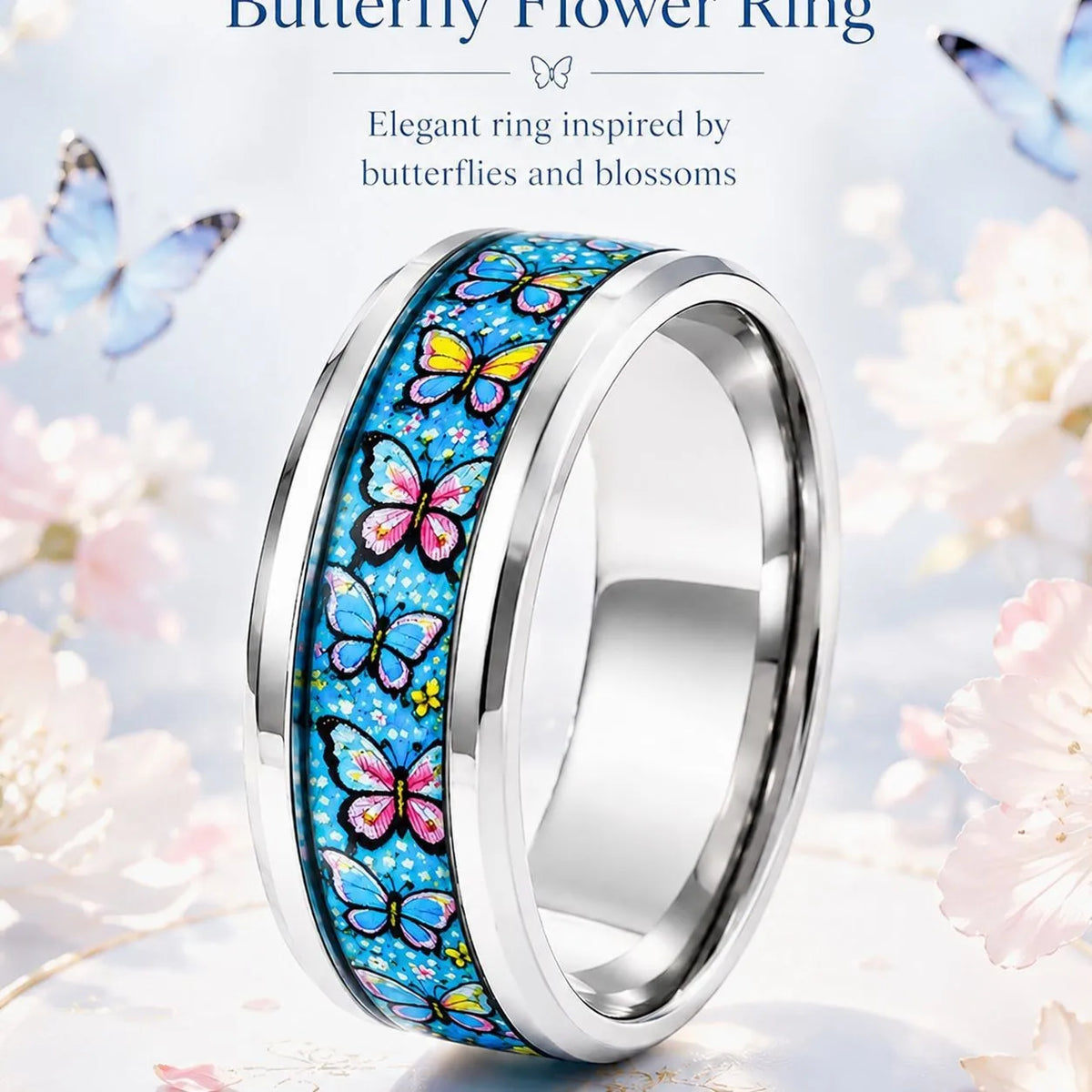Stainless Steel Double Bevel Wedding Band Ring – Unisex 8mm Stainless Steel Ring SWANS 8 Steel color 13