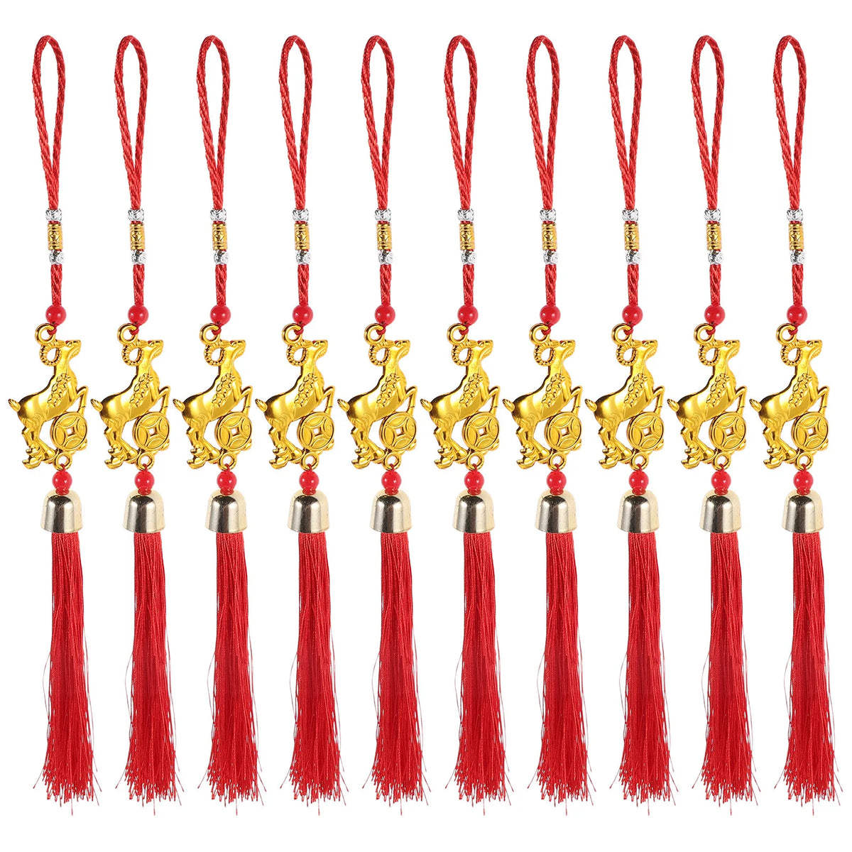 10-Pack Chinese Zodiac Goat Tassel Ornaments – Lunar New Year Holiday Hanging Ornaments SWANS