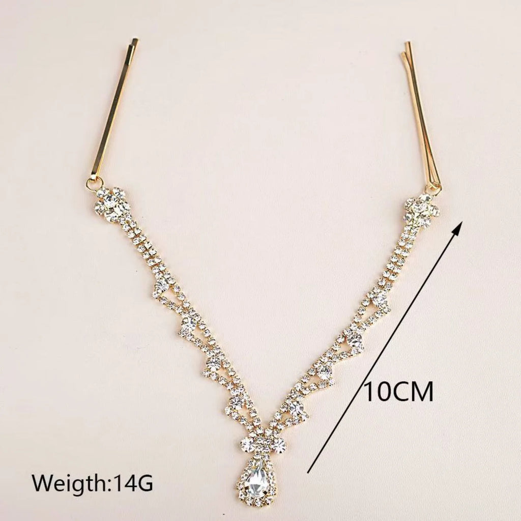 Silver Rhinestone Bridal Headband – Boho Crystal Forehead Piece Bridal Hair Accessory SWANS
