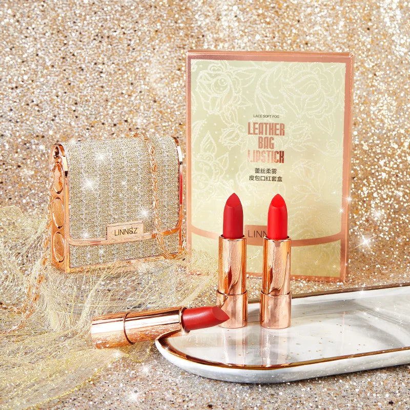 TVLV 3-Colour Matte Lipstick Set + Silver Chain Bag | Waterproof Matte Lipstick Set SWANS 9213