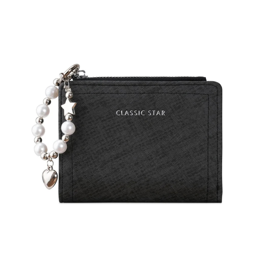 Women's PU Leather Bi-Fold Wallet – Large Capacity Card Purse Bi-Fold Wallet SWANS Black