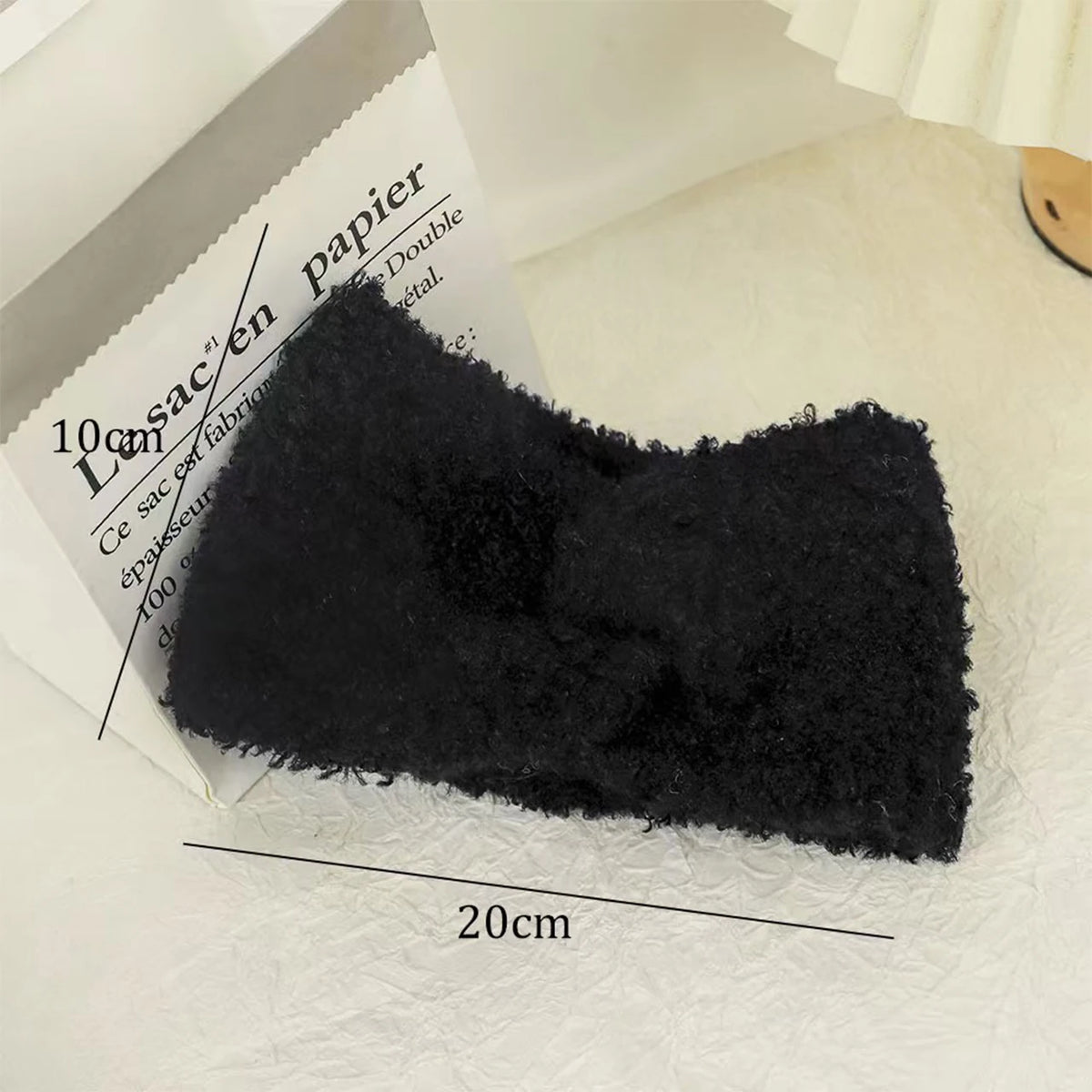 Women's Winter Knit Plush Headband – Warm Wide Turban Band Knit Headband SWANS black One Size