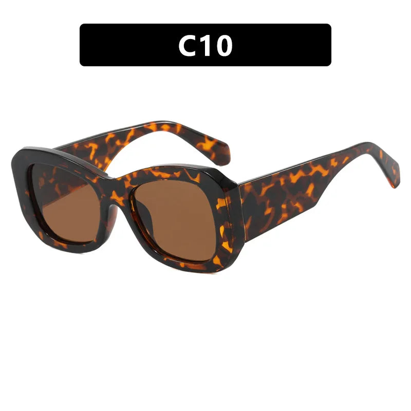 Y2K Big Frame Punk Sunglasses – UV400 Wide Leg Vintage Shades Fashion Sunglasses SWANS Leopard Brown As the picture