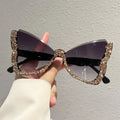 TOYEARN Diamond Butterfly Rhinestone Sunglasses – Vintage Punk Fashion Sunglasses SWANS Black Gray As the picture