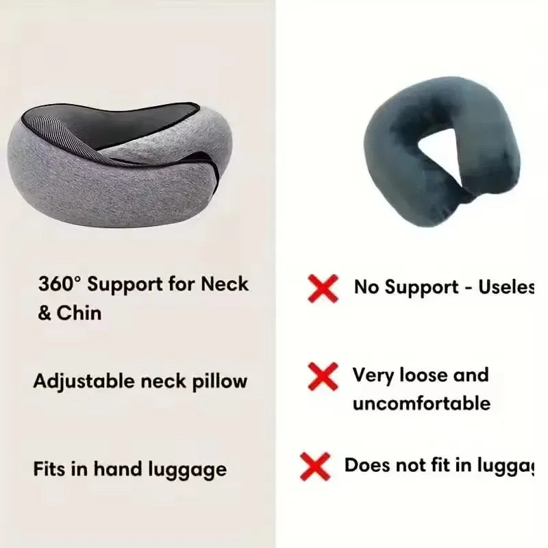 Memory Foam Travel Neck Pillow – Adjustable U-Shape Support Travel Neck Pillow SWANS