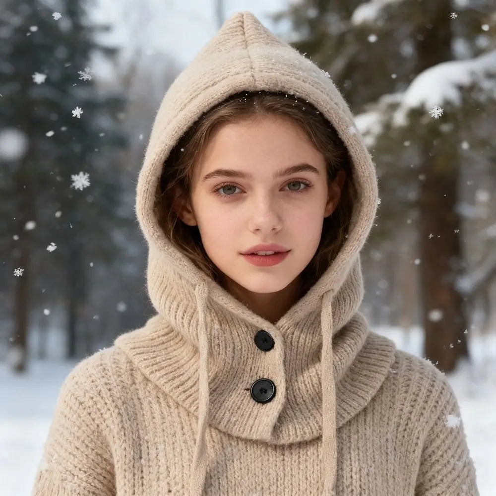 Windproof Knitted Balaclava Beanie Hat – Winter Thermal Cap Winter Knitted Beanie SWANS