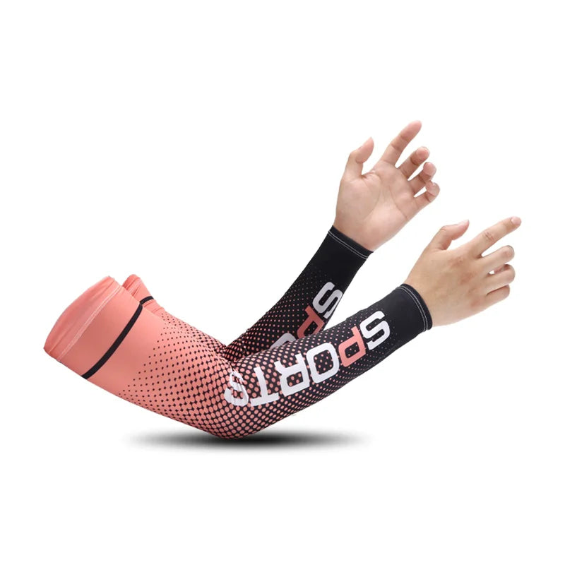 Ice Silk Arm Sleeves UPF 50+ UV Protection – Unisex Cooling UV Arm Sleeves SWANS Orange One Size