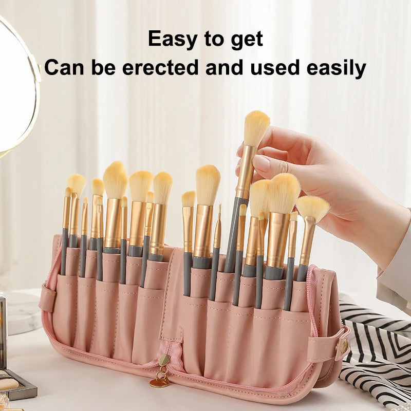 YOVIP Waterproof Makeup Brush Bag – Foldable Travel Organizer Makeup Brush Bag SWANS