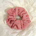 Christmas Cherry Gingham Scrunchie – Red Plaid Ponytail Holder Hair Scrunchie SWANS 1PC