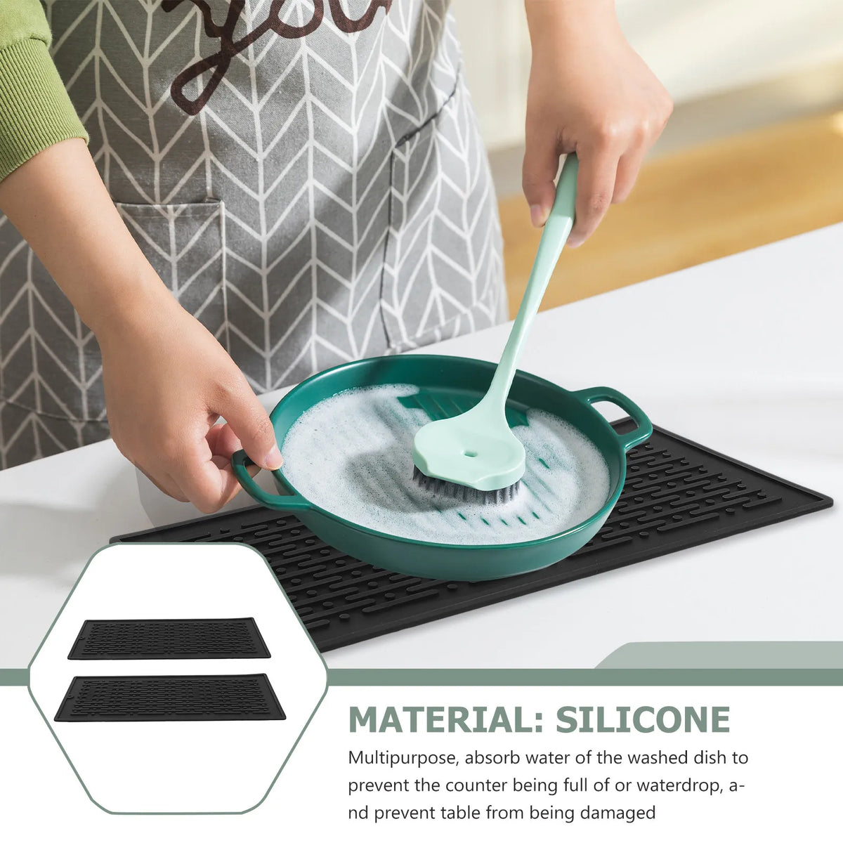 2-Pack Silicone Dish Drying Mats – Non-Slip & Heat-Resistant Dish Drying Mat SWANS