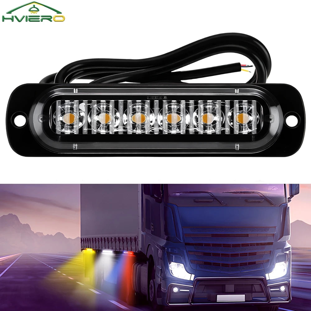12V-24V 6-LED Strobe Warning Light Bar – 18 Modes Universal LED Strobe Warning Light SWANS
