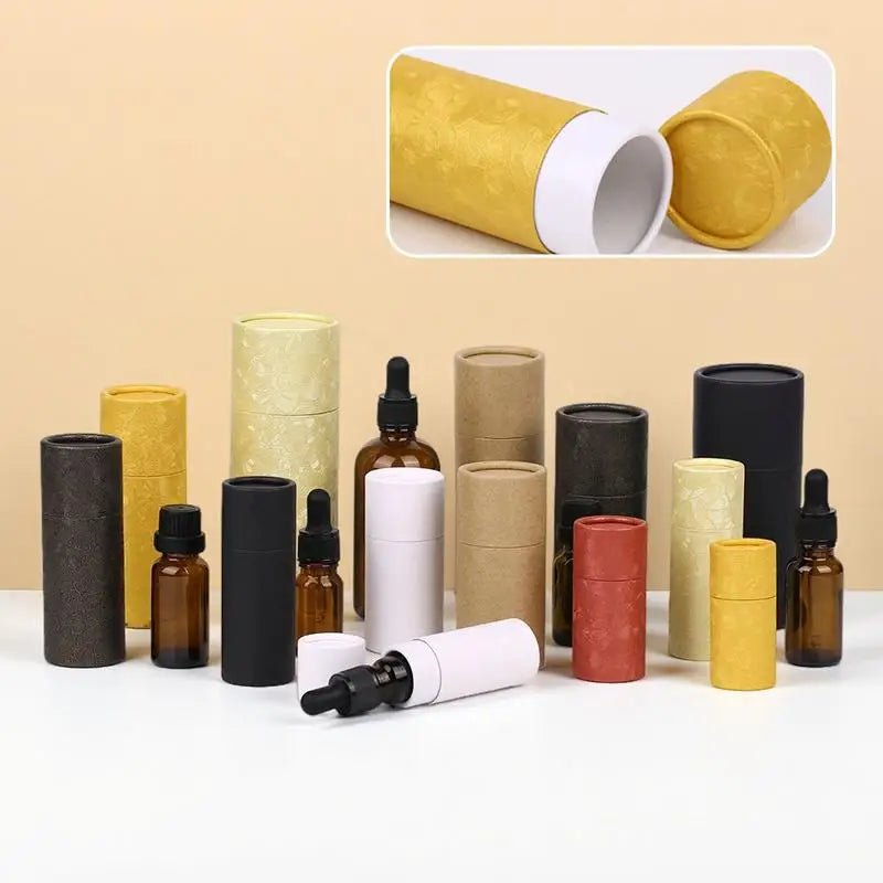 Kraft Paper Cylinder Tube Gift Box for Essential Oil Bottles Kraft Paper Tube Box SWANS