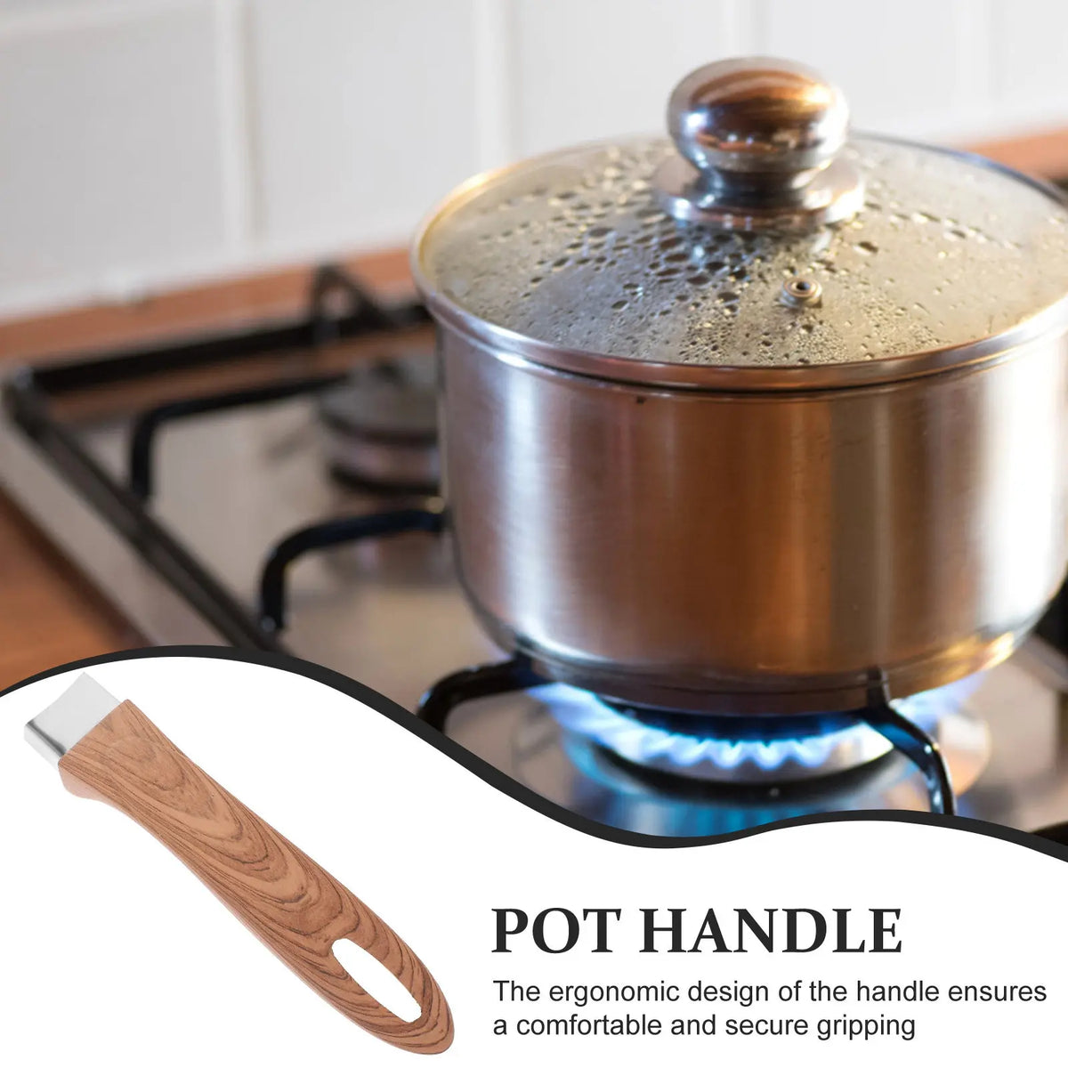 Wood Grain Pot Handle Replacement – Universal Heat Resistant Cookware Handle SWANS